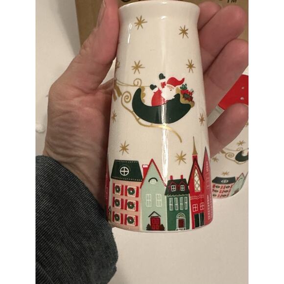 NIB Coton Colors Christmas Village Salt & Pepper Shakers Santa Reindeer - Picture 2 of 4